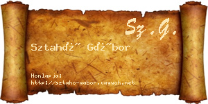 Sztahó Gábor névjegykártya