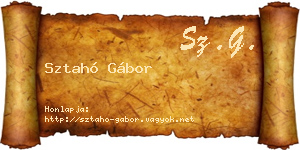 Sztahó Gábor névjegykártya